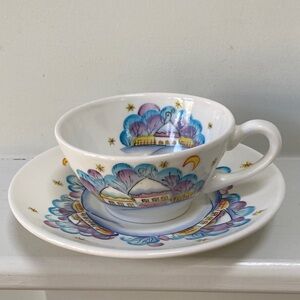 Handmade hand painted Colorful Ceramic Teacup and Saucer Set
